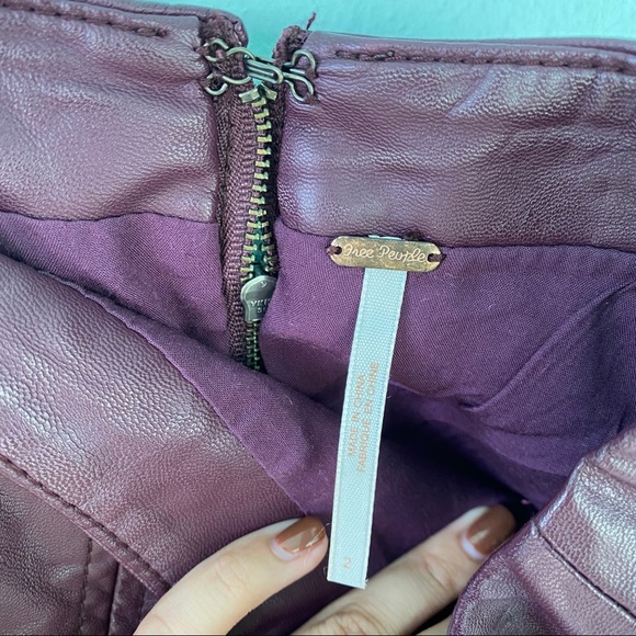 Free People Burgundy Pleather Mini Skirt - Picture 3 of 6